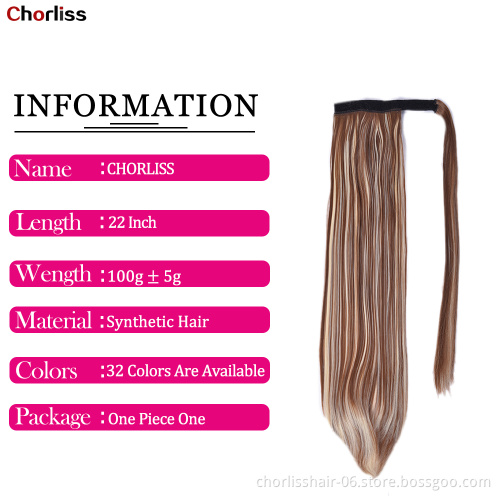 Top Quality Natural Color Chorliss Goddess Long Straight With Wrap Around Japanese Synthetic Fiber High Ponytail Hair Extension